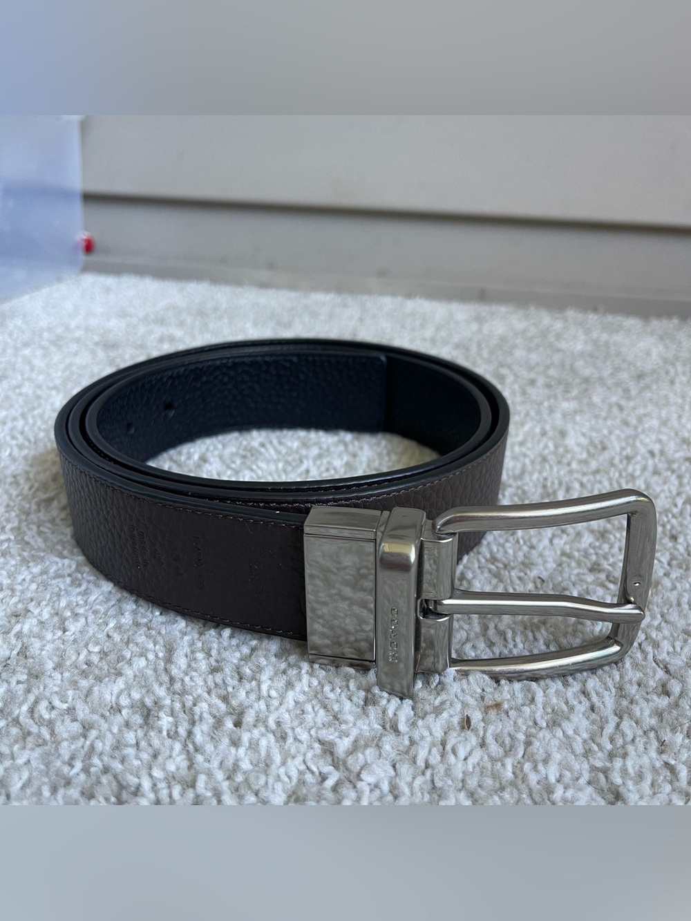 Coach Harness Buckle Cut To Size Reversible Belt 44mm AQ0 Black Brown